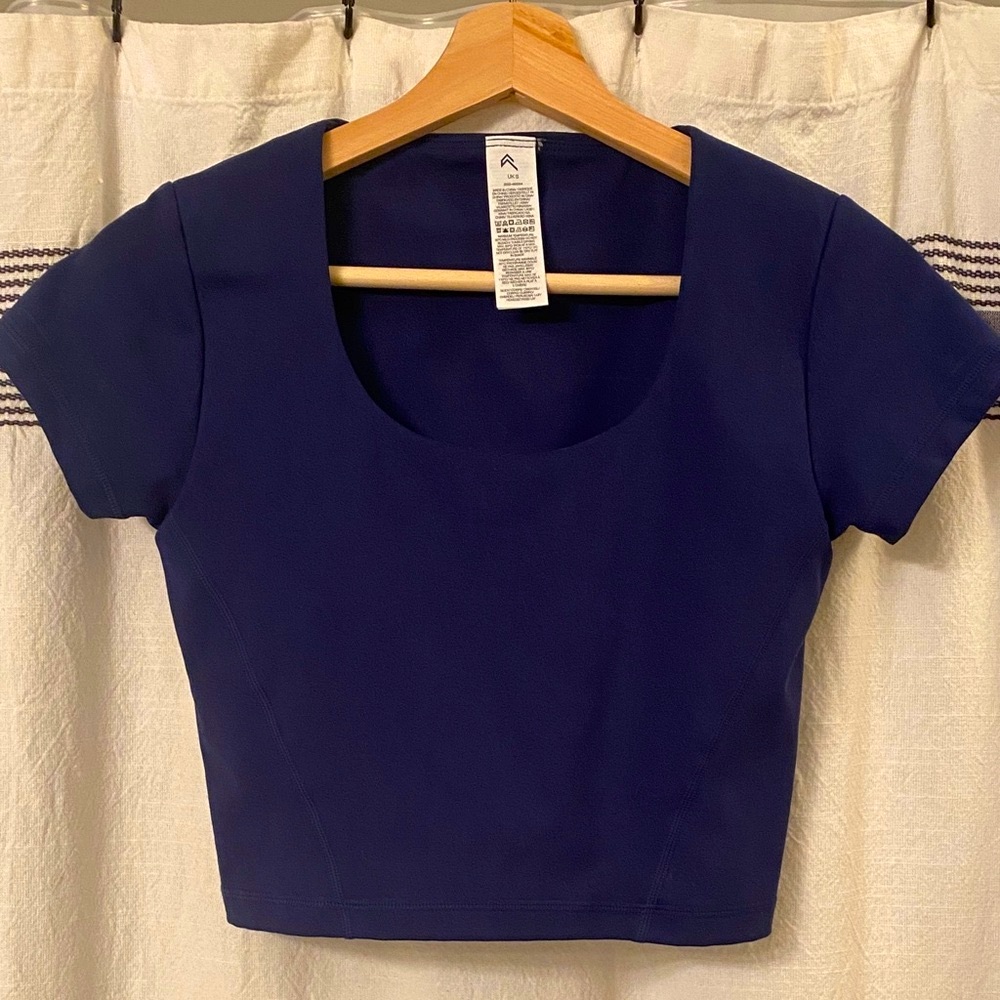 Oner Active Blue Athletic Crop Top with Built in Bra